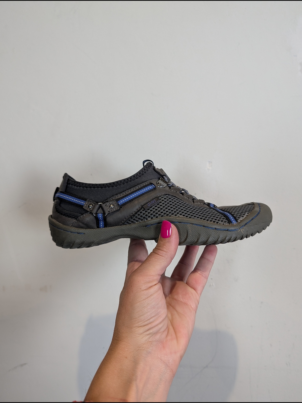 J-41 TAHOE Athletic Slip-On Shoe with Blue Trim, Size 7M